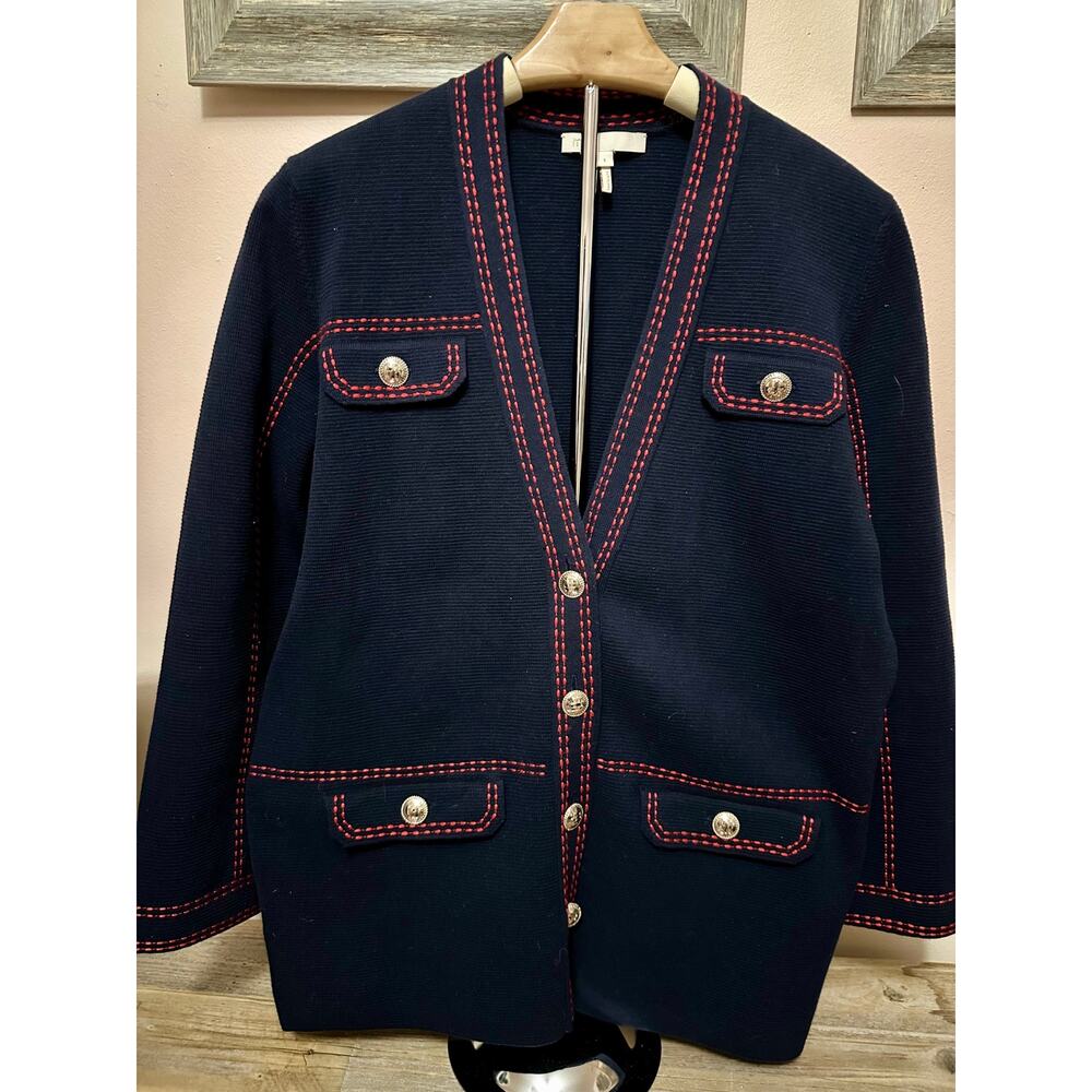 Maje Mollie Topstitched Cardigan Size 1 (Small) - image 2